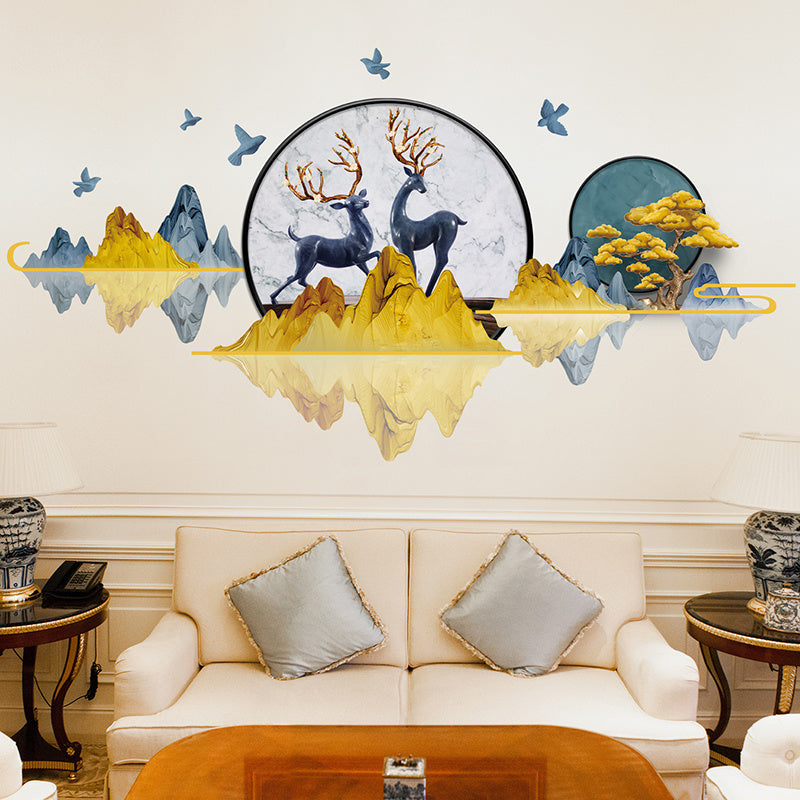 Chinese Style Landscape Painting Living Room Tv Background Wall Decorative Wall Stickers Stickers
