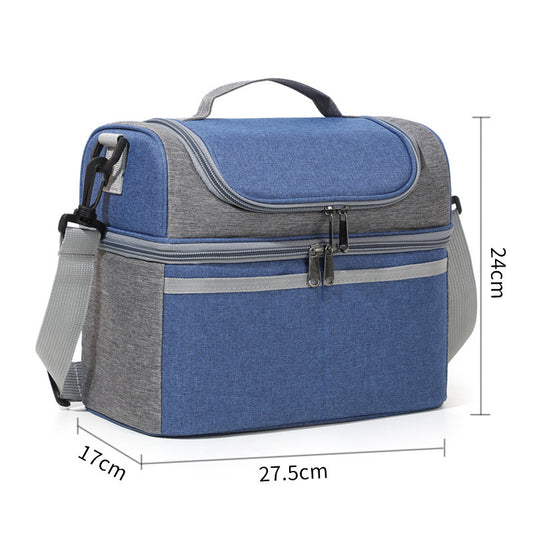 Double-layer Color Matching Lunch Bag Thick Aluminum Foil Large Capacity Insulated Bag