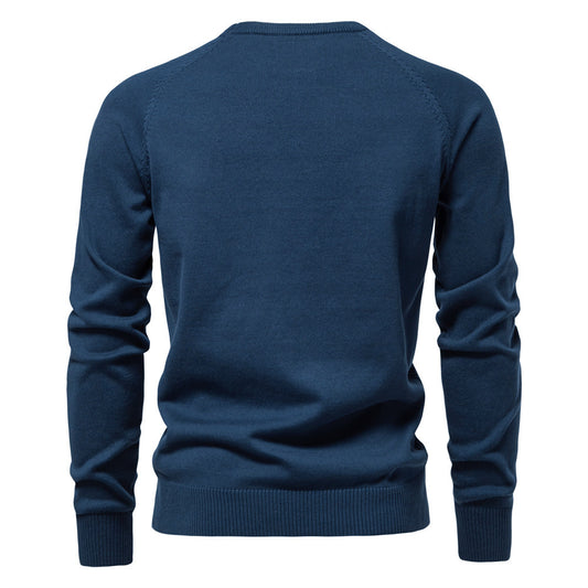 Autumn And Winter New Cotton Men's Sweater Pullover Solid Color Raglan Sleeve Sweater