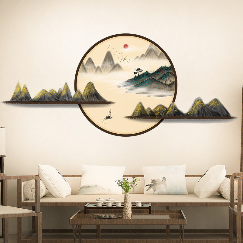 Chinese Style Landscape Painting Living Room Tv Background Wall Decorative Wall Stickers Stickers