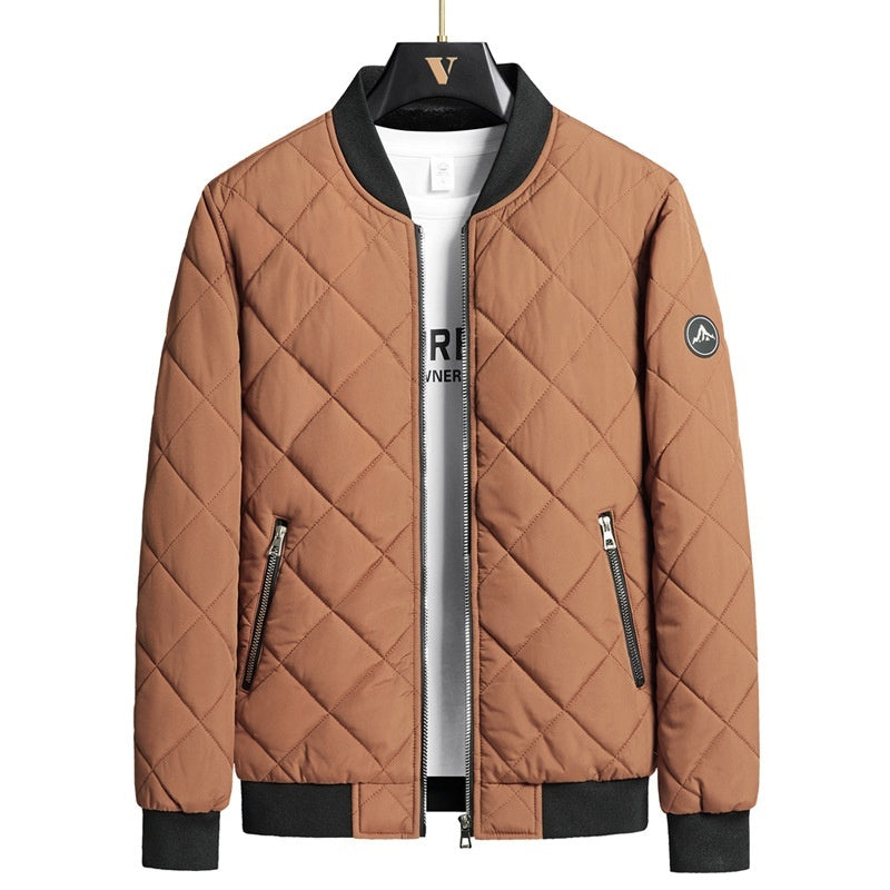 Plus Size Winter Down Cotton Jacket Casual Men's Fleece-lined Thickening Stand Collar