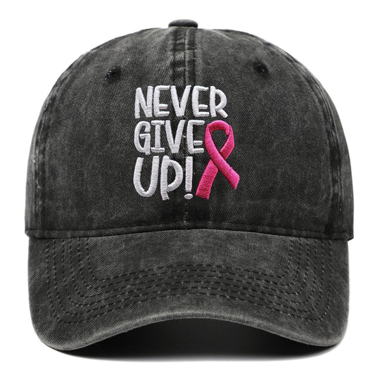 Breast Ribbon Embroidered Peaked Cap Baseball