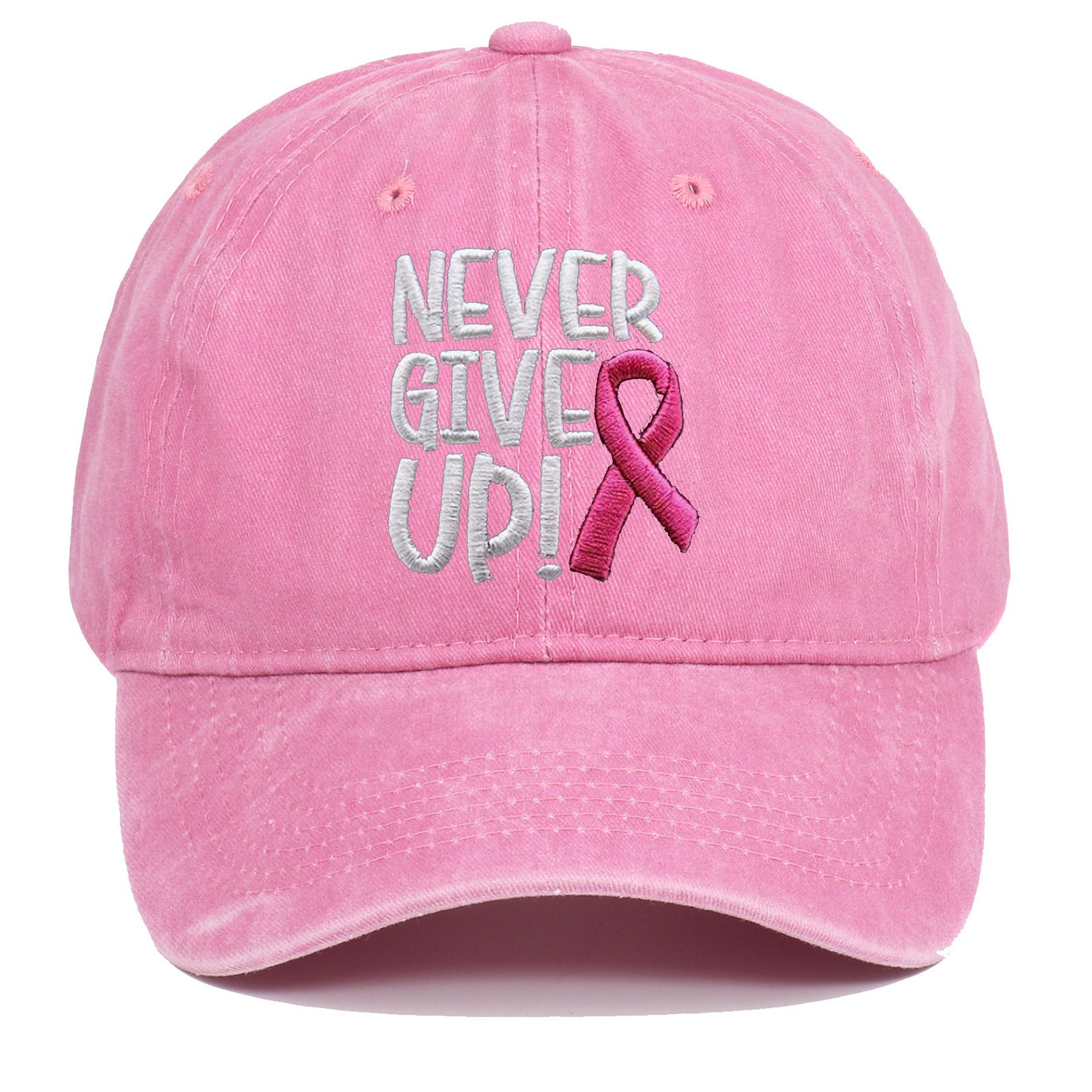 Breast Ribbon Embroidered Peaked Cap Baseball